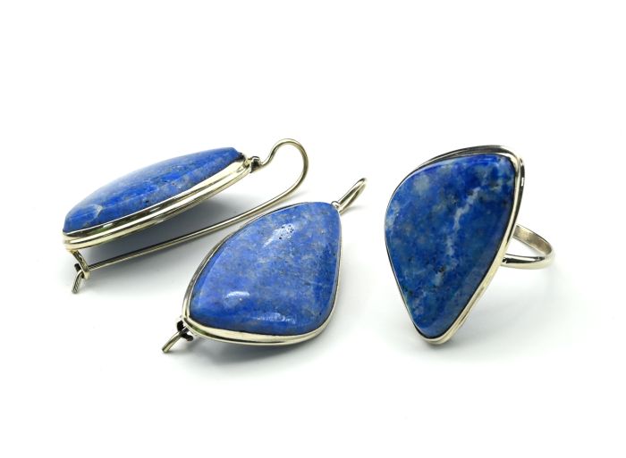 Lapis lazuli "Grace" ring and earrings, size-18.5