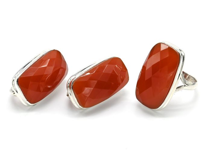 Carnelian ring and Earrings 17*28mm, size 19, 23g