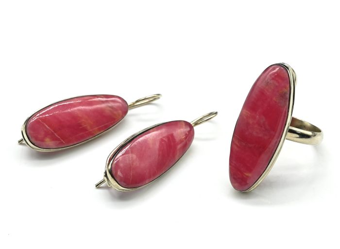 Ring and earrings rhodonite "Orletz", size-18