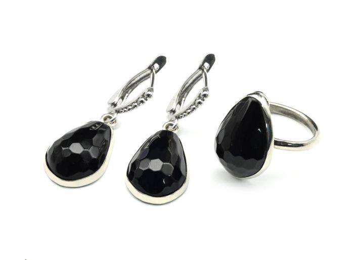 Agate ring and earrings, size-16