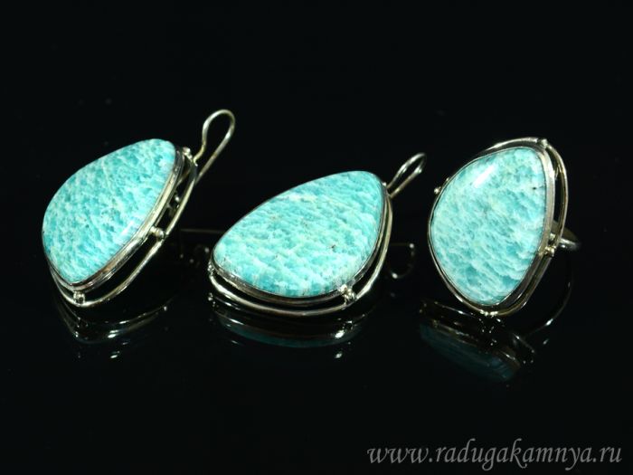 Amazonite "Grace" ring and earrings, size-19