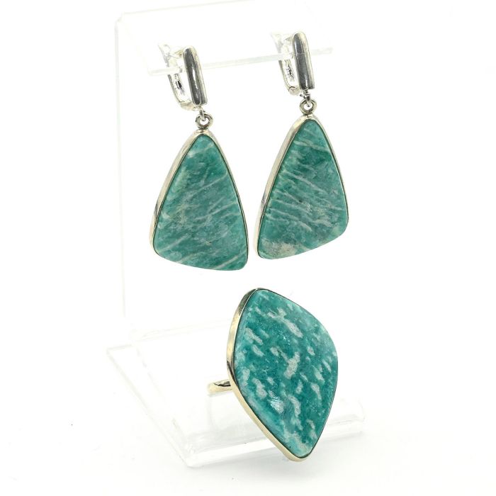 Amazonite ring and earrings, size-20