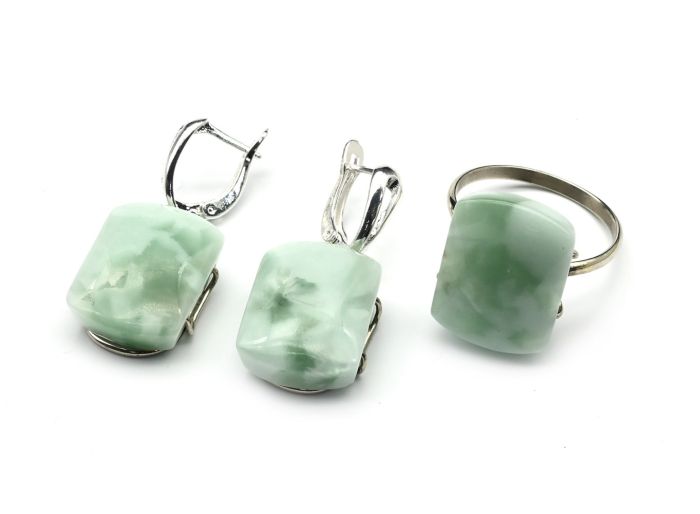 Angelite ring and earrings, size-21