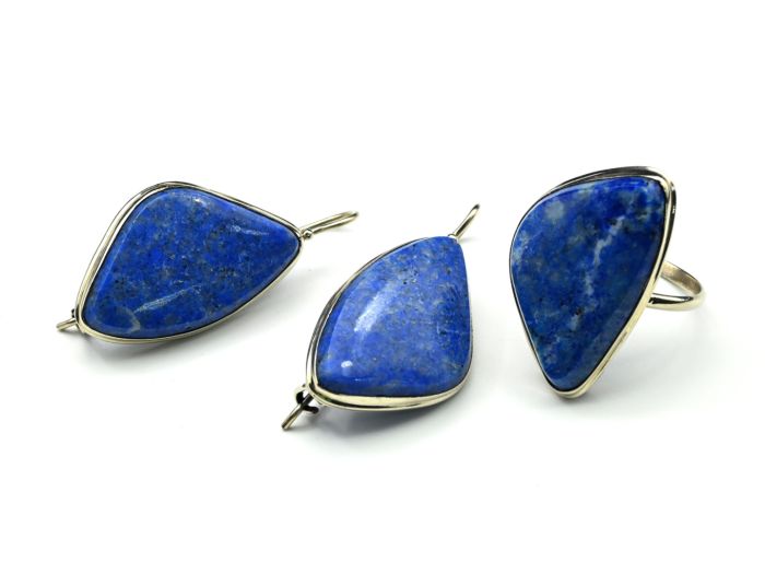 Lapis lazuli "Grace" ring and earrings, size-18.5