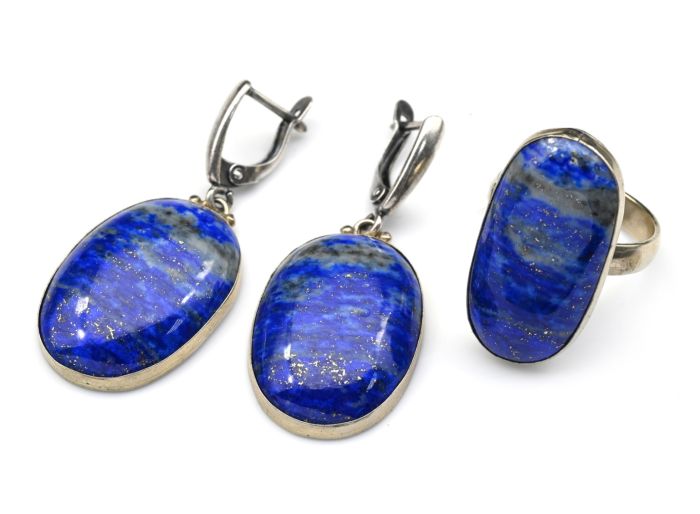 Lapis lazuli " Oval" ring and earrings, size-18