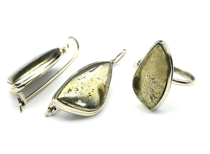 Ring and earrings pyrite "Grace", size-20