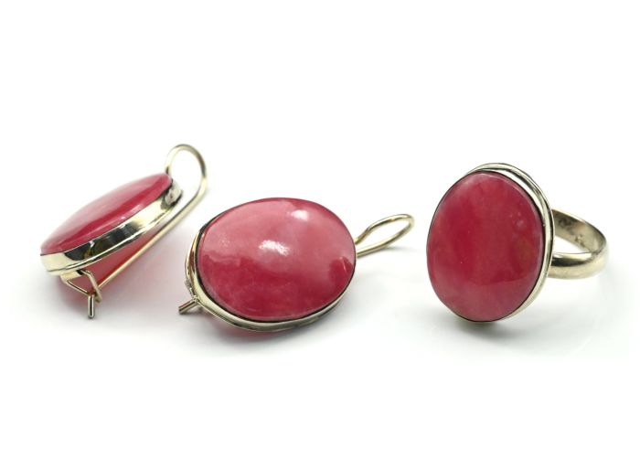 Ring and earrings rhodonite "Orletz", size-17