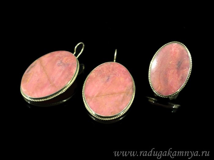 Ring and earrings rhodonite "Orletz", size-18.5