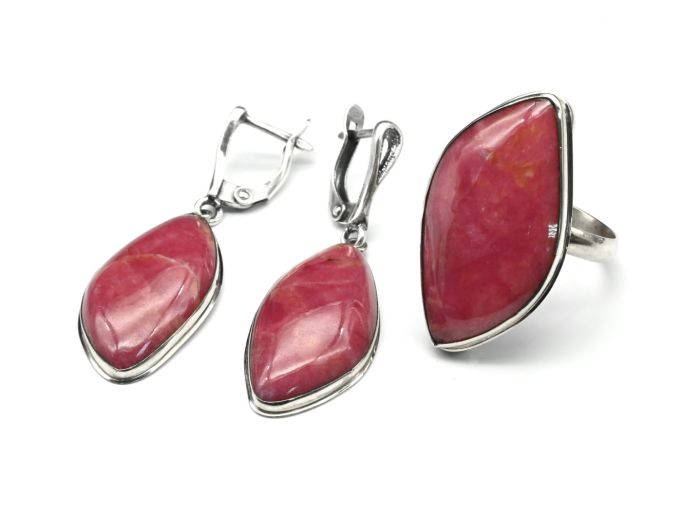 Ring and earrings rhodonite "Orletz", size-18