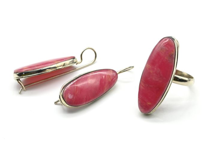 Ring and earrings rhodonite "Orletz", size-18