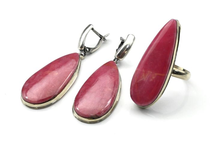 Ring and earrings rhodonite "Orletz", size-18