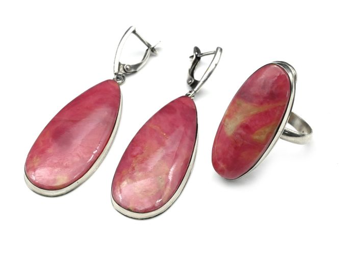 Ring and earrings rhodonite "Orletz", size-19