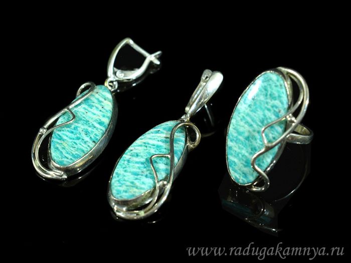 Amazonite ring and earrings, size-18