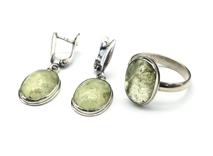 Ring and earrings with heliodor (beryl), size-18