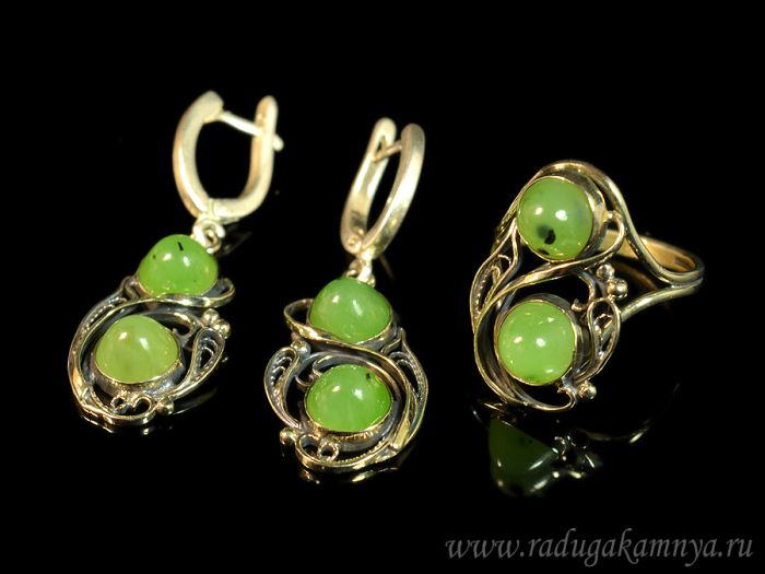 Jade ring and earrings, size-18