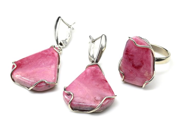 Ring and earrings with rhodonite " Orletz ", size-17