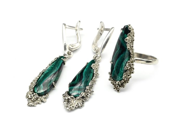 Tagilite ring and earrings, size-17.5