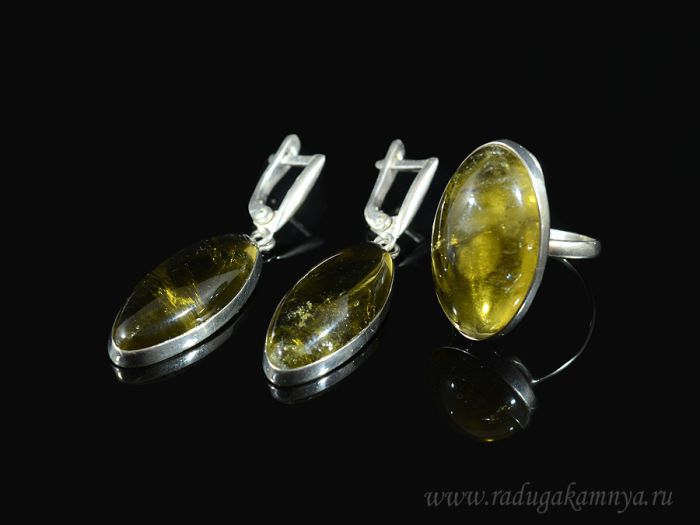 Citrine ring and earrings, size-18