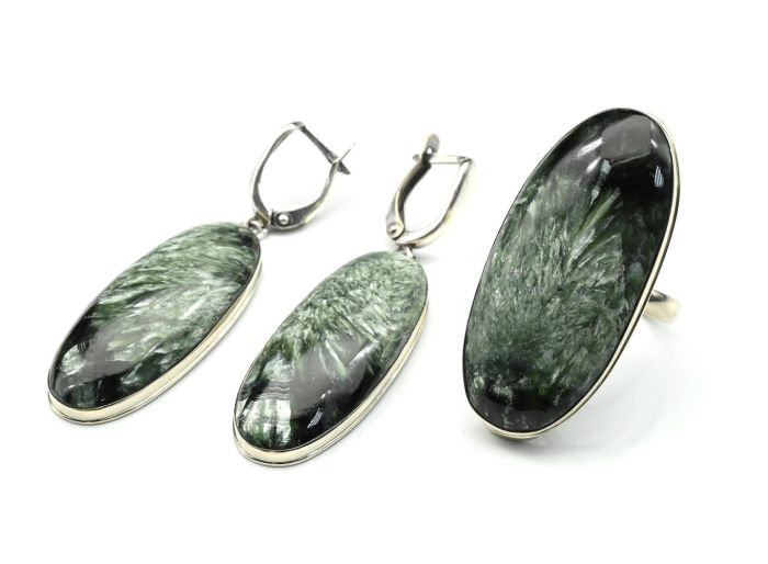 Ring and earrings serafinite "Oval", size-18.5