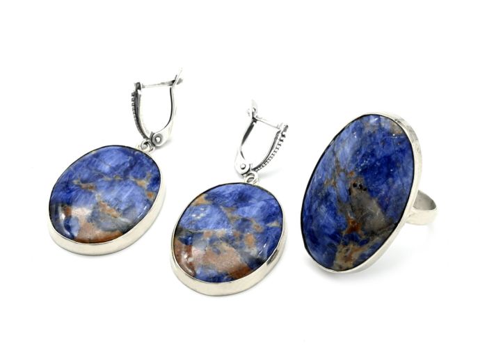 Ring and earrings sodalite "Oval", size-19