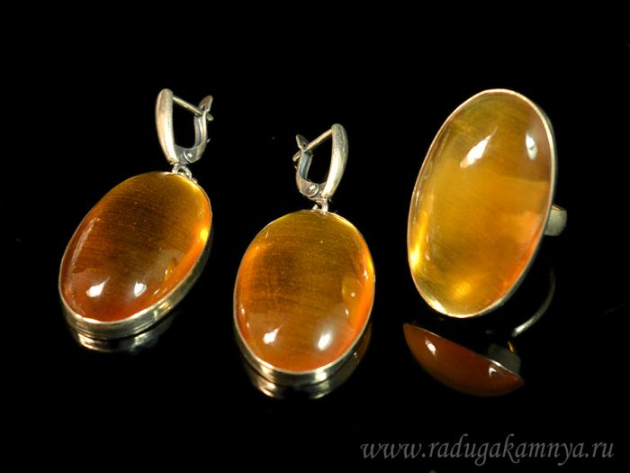 Citrine ring and earrings, size-18