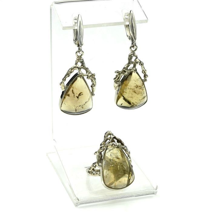 Citrine ring and earrings, size-18