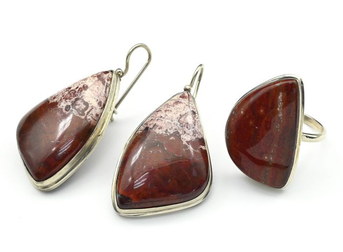 Jasper "Grace" ring and earrings, size-19