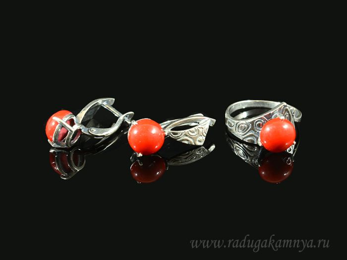 Ring Earrings with coral ( imitation ) size 20