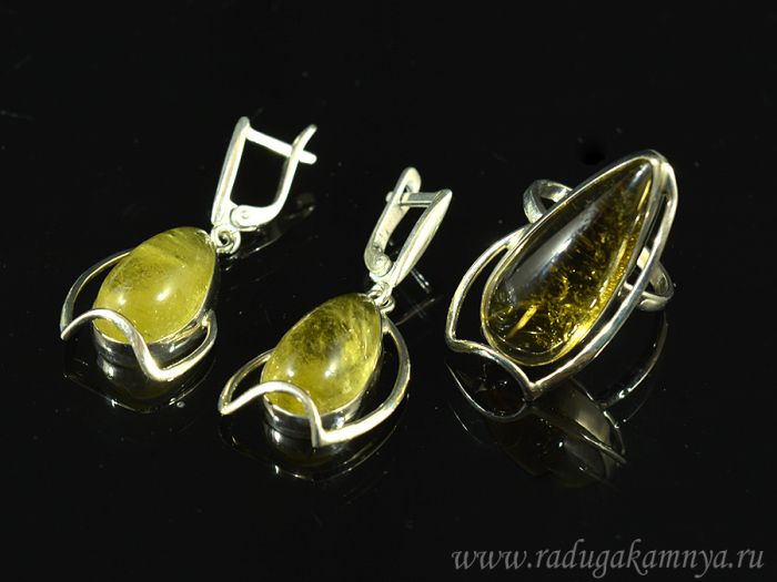 Citrine ring and earrings, size-18