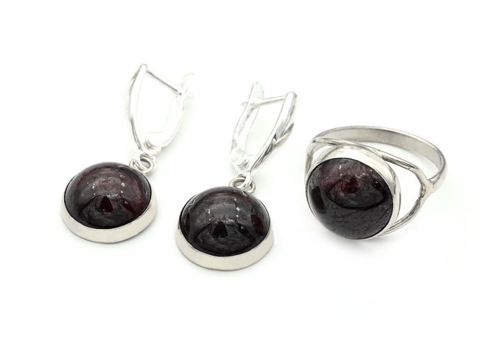 Garnet ring earrings, size-18