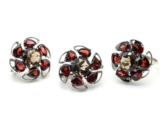 Ring Earrings with gems 23mm, size 18.5, 17.8g