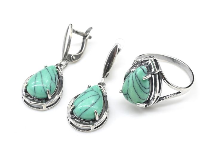 Ring Earrings with turquoise (imitation) size 20