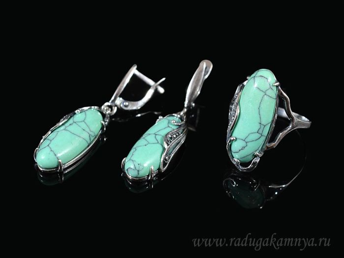 Ring Earrings with turquoise (imitation) size 20