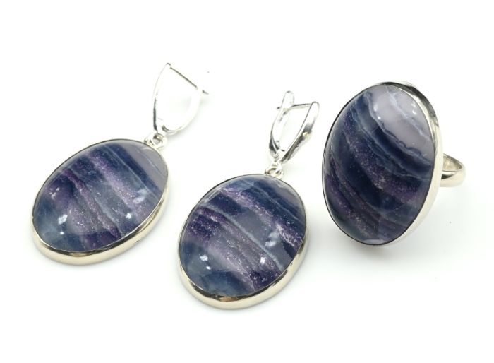 Ring earrings with fluorite " Oval ", size-18