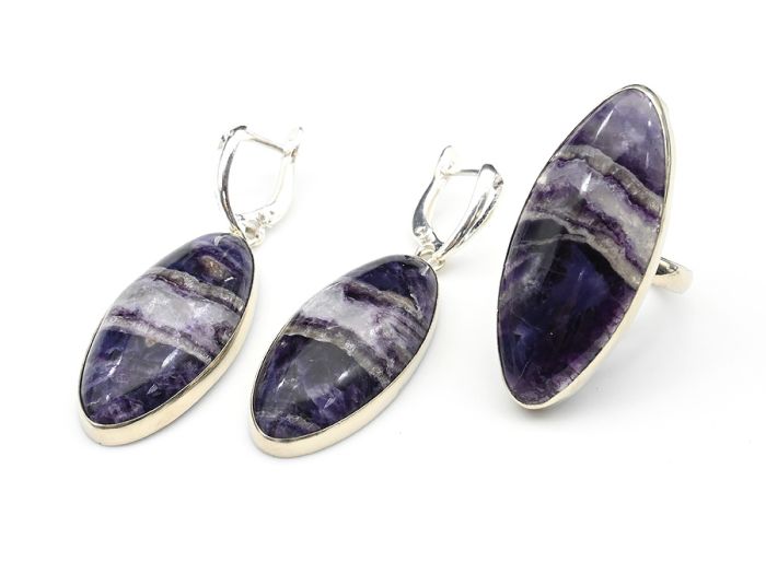 Ring earrings with fluorite " Rice ", size-17