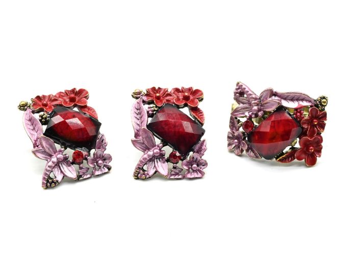 Ring Earrings with Murano glass color red