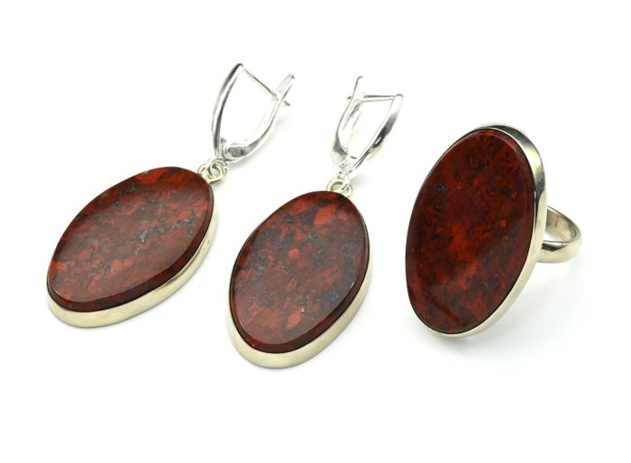 Ring earrings with jasper "Oval", size-17