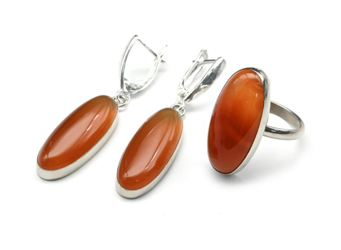 Ring earrings carnelian "Oval", size-17.5