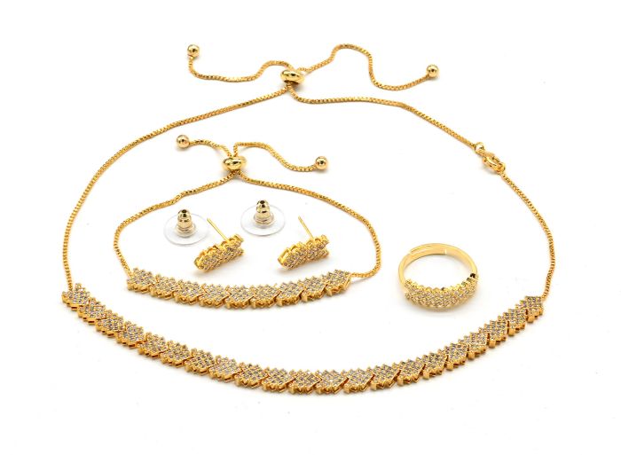 Set with cubic zirconia.gold, 45cm, 19cm