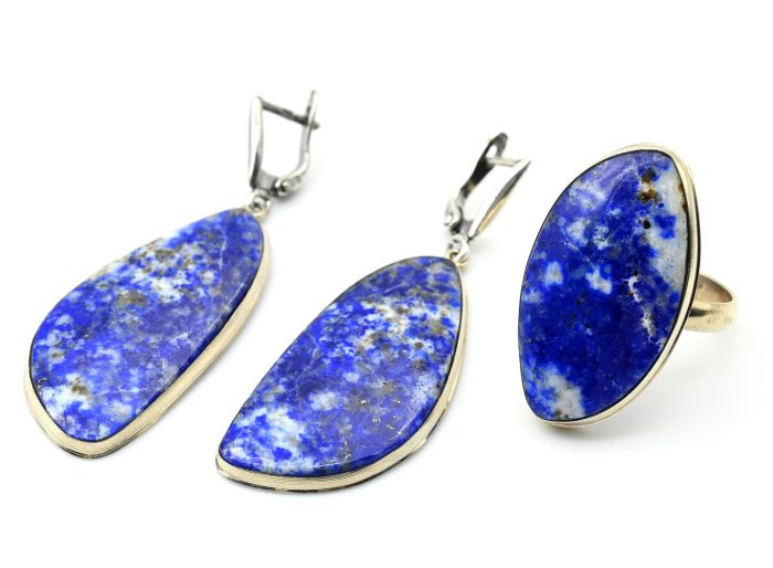 Lapis lazuli " Grace " ring and earrings, size-18.5