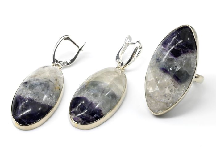 Ring earrings with fluorite " Oval ", size 17.5